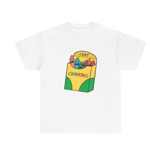 I Eat Crayons Funny Graphic T-Shirt Men's Women's Heavy Cotton Tee NEW GIFT