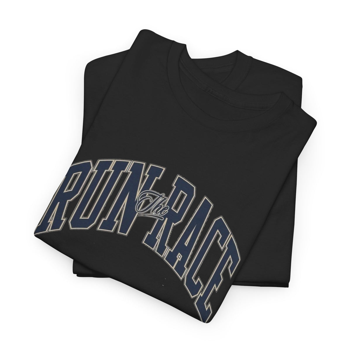 Run The Race Graphic T Shirt Men's Classic Heavy Cotton Tee
