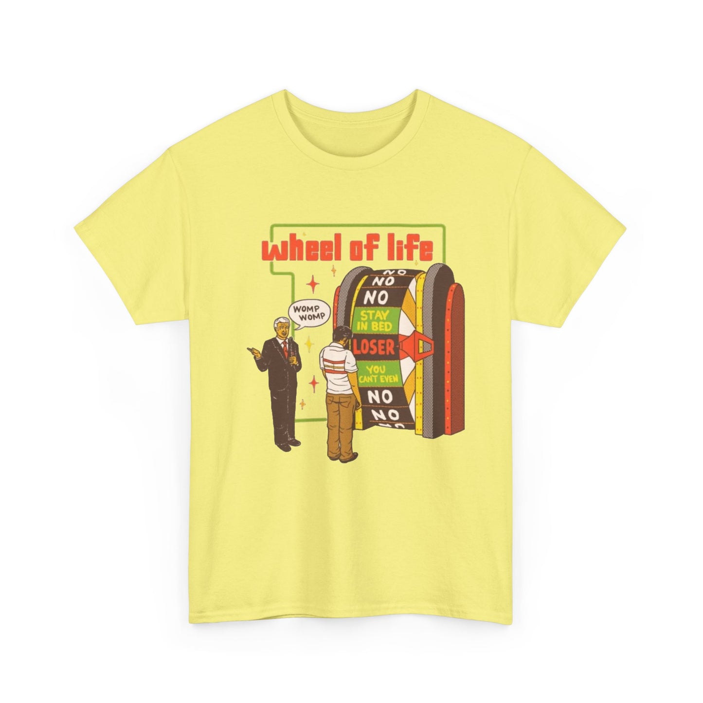 Wheel Of Life Funny Dark Humor Jokes Graphic T Shirt Regular Men's Heavy Cotton Tee