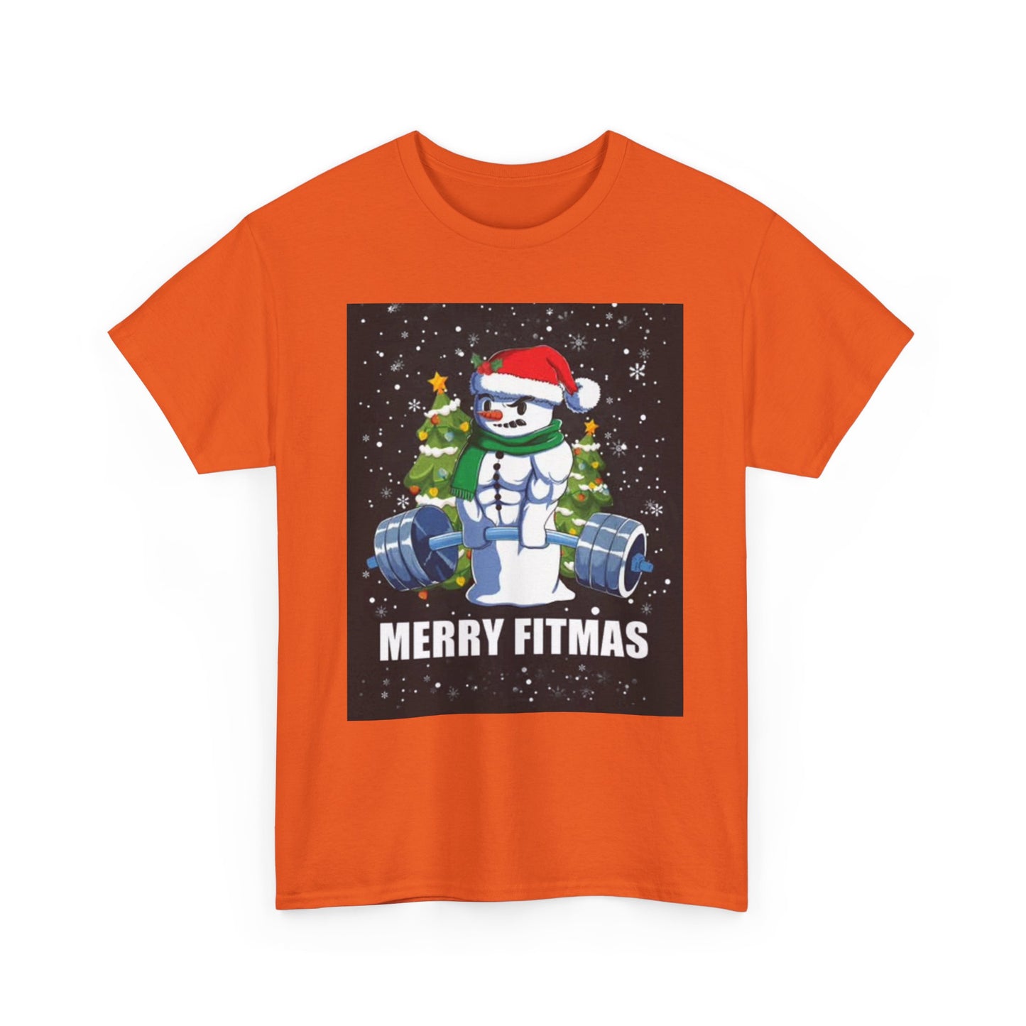 Merry Fitmas Shirt Funny Gym Snowman Christmas Gym Unisex Heavy Cotton Tee