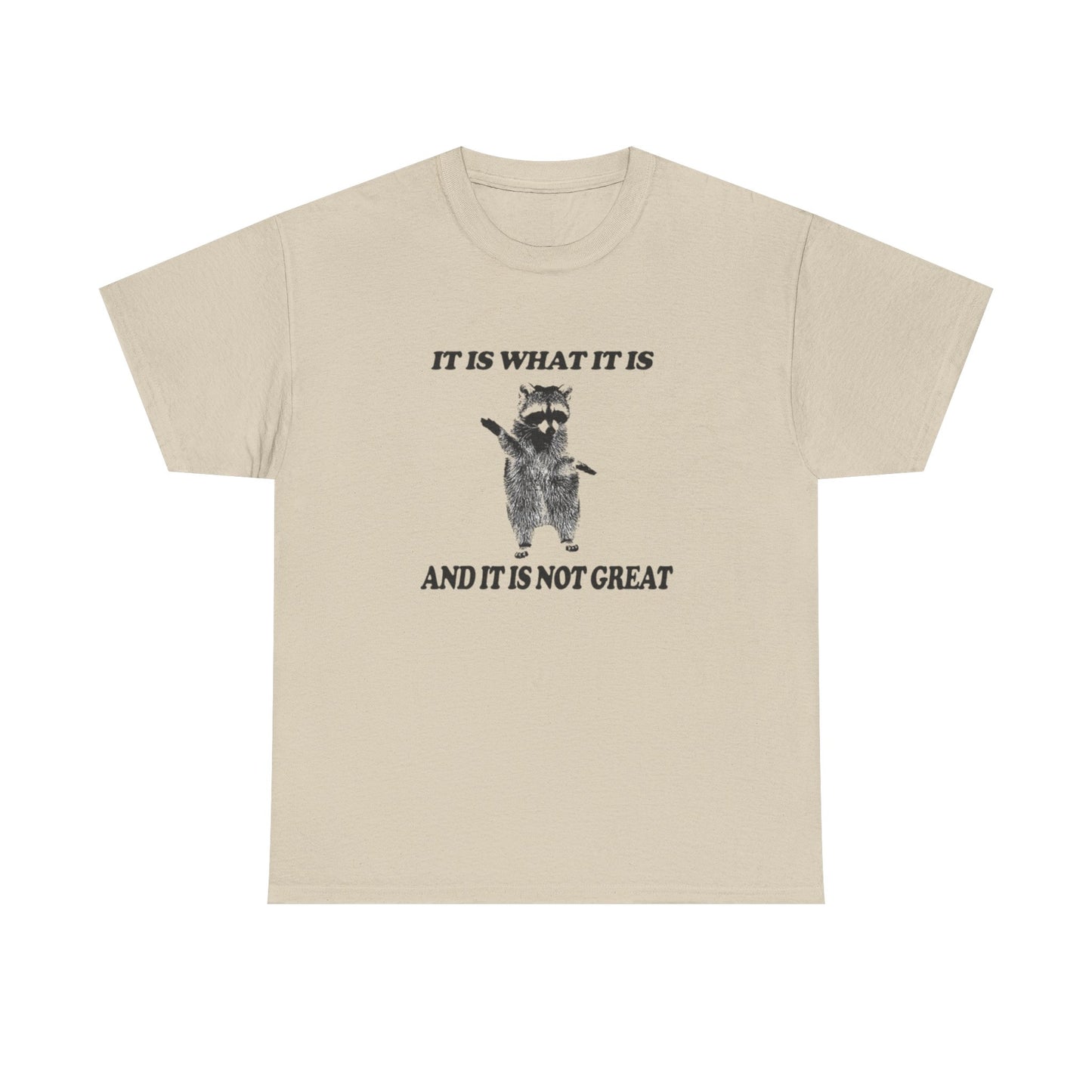 It Is What It Is Funny Raccoon Graphic T Shirt Unisex Heavy Cotton Tee