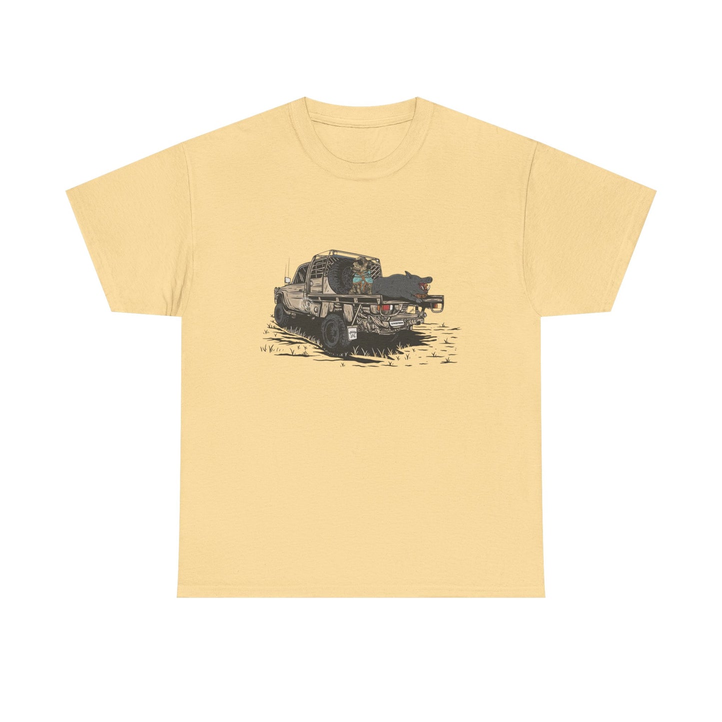 Hog Hunting Graphic T Shirt Unisex Heavy Cotton Tee