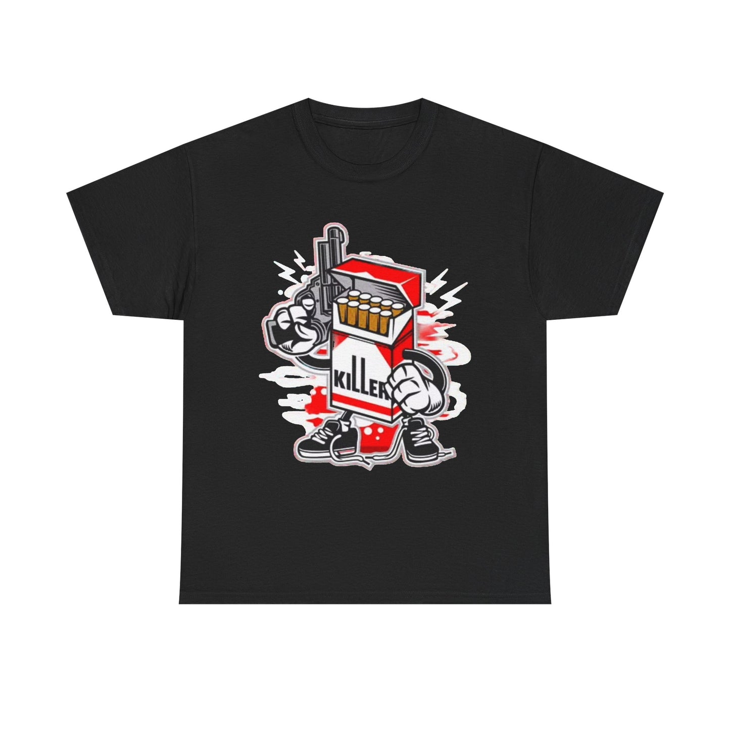Killer Cigarette Graphic T Shirt Funny Cartoon Character Unisex Heavy Cotton Tee