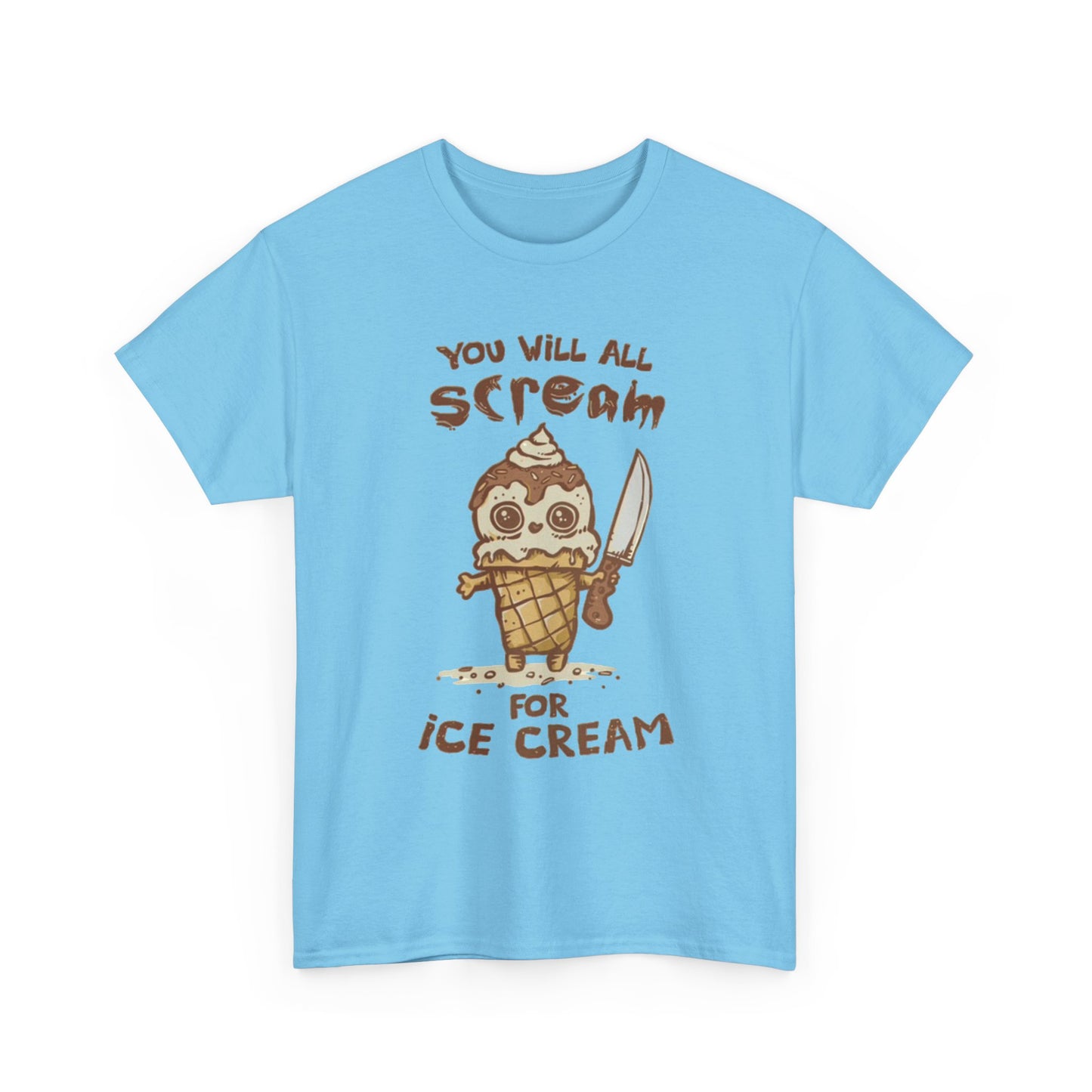 Scream For Ice Cream Funny Graphic T Shirt NEW Unisex Heavy Cotton Tee