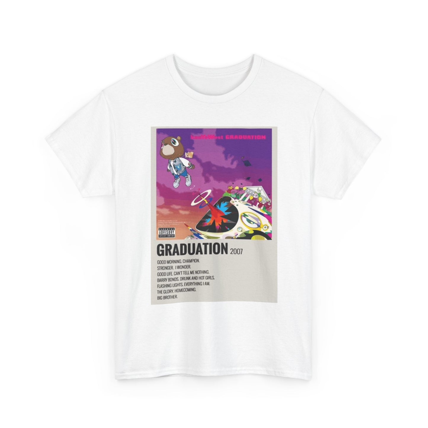 Kanye Graduation Graphic T Shirt Retro Album Poster Unisex Heavy Cotton Tee