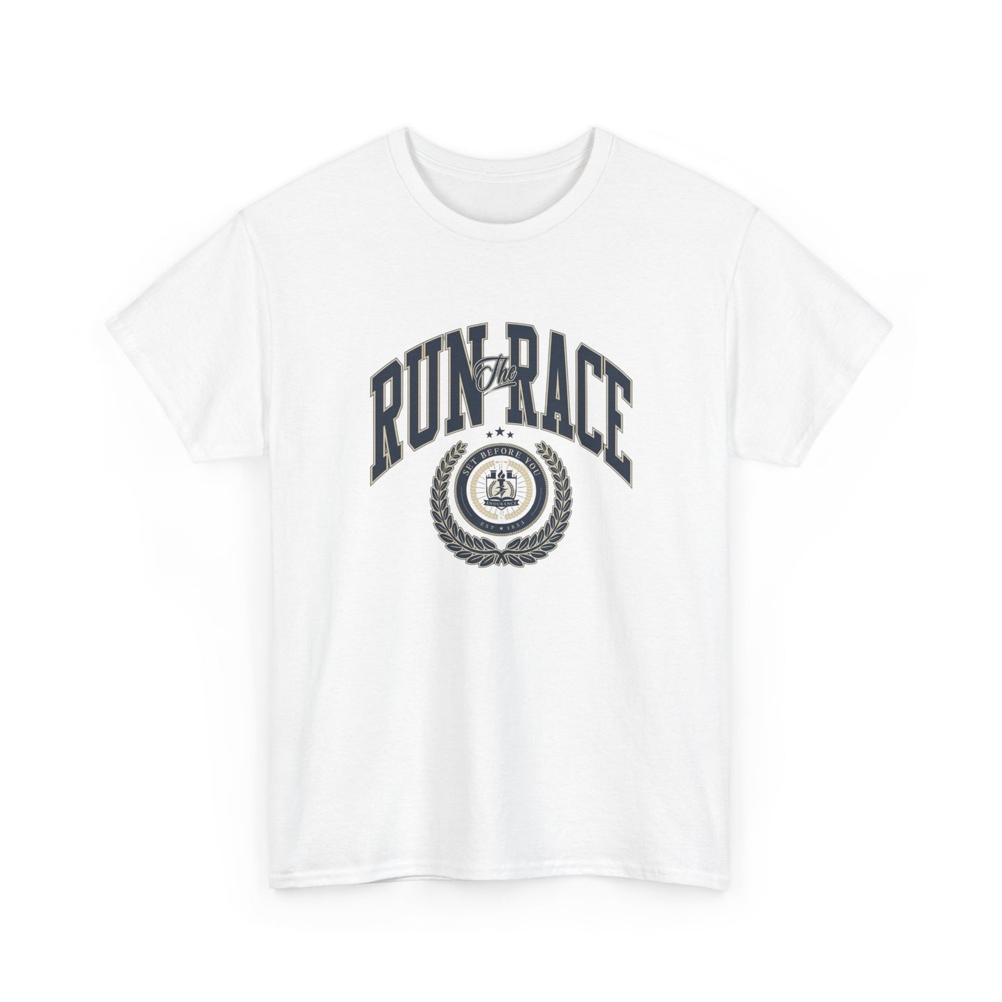 Run The Race Graphic T Shirt NEW Unisex Heavy Cotton Tee