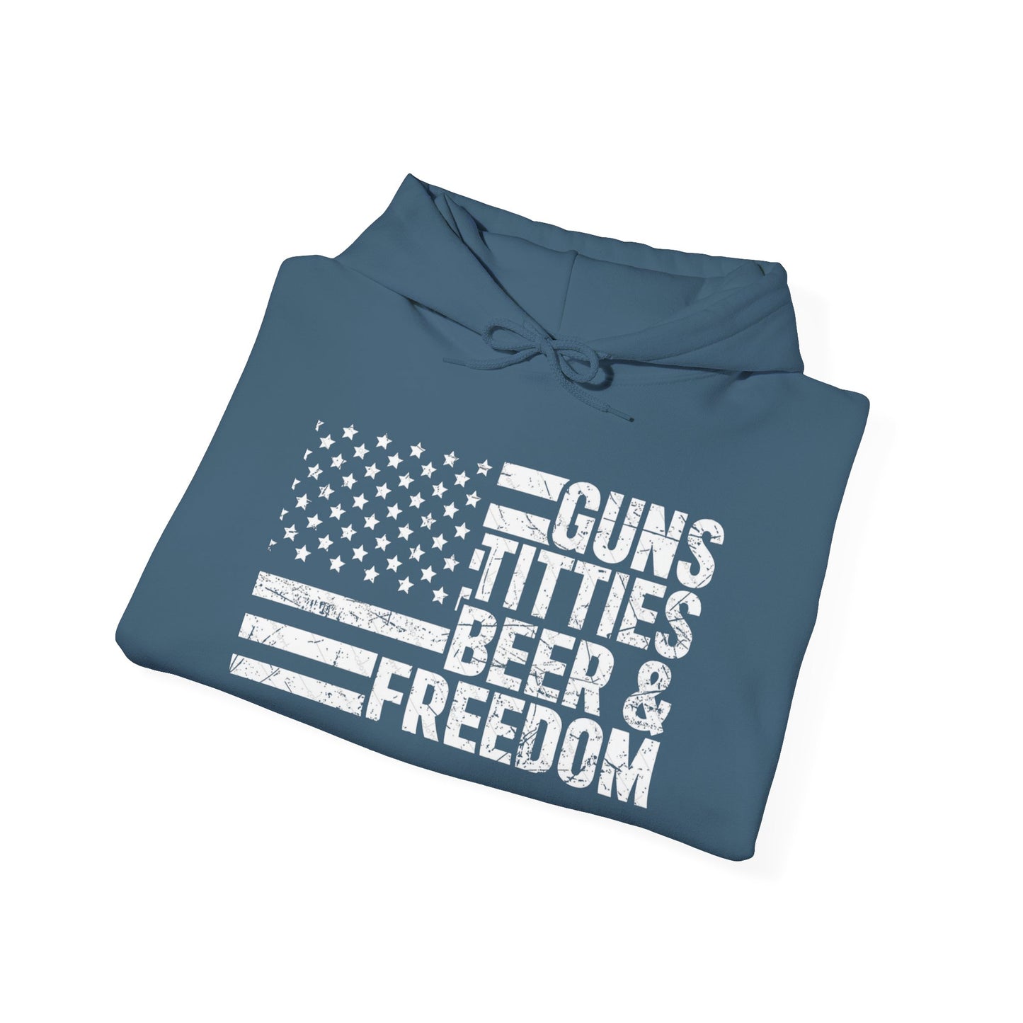Guns Beer Freedom Women Flag Graphic Hoodie Heavy Blend Sweatshirt NEW