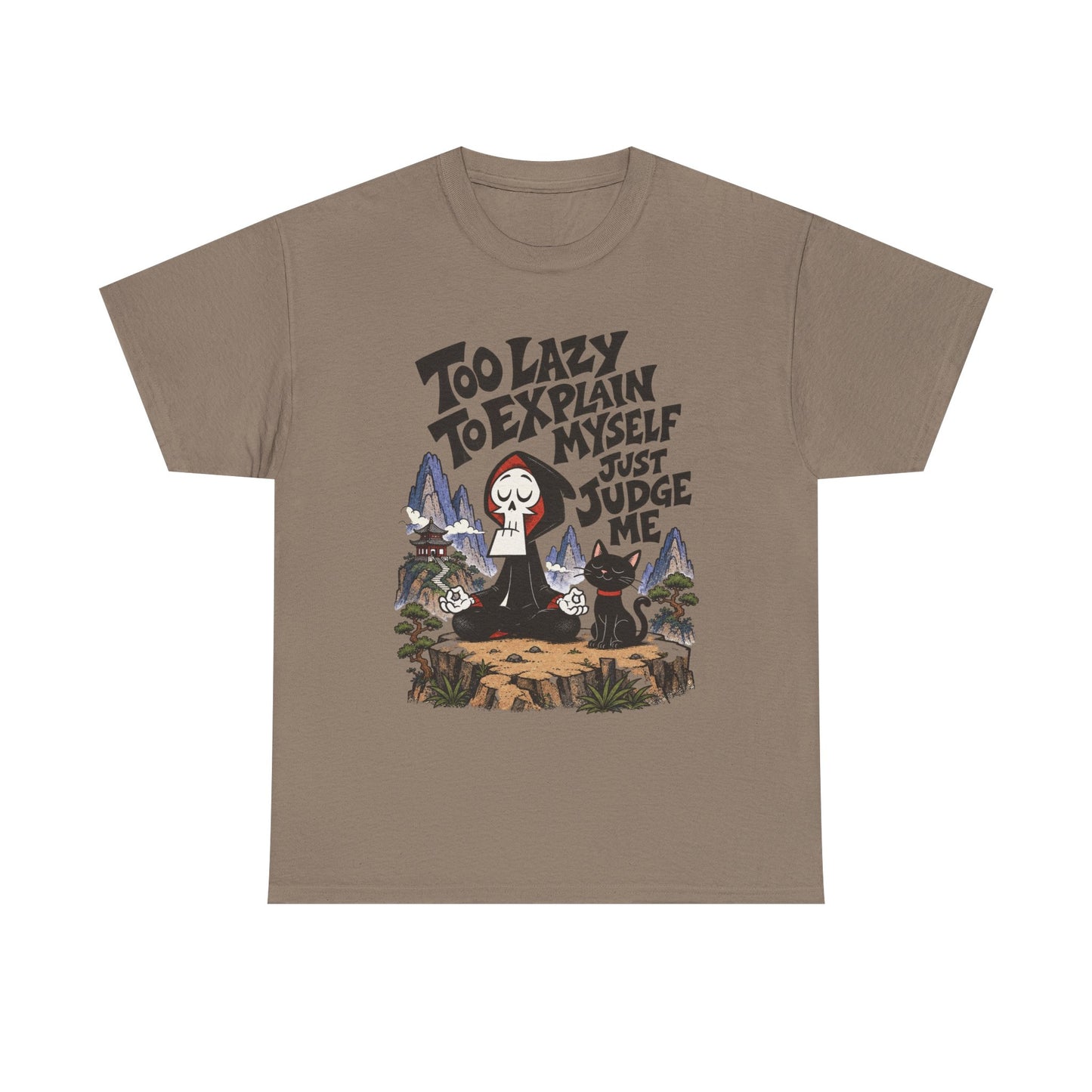 Too Lazy To Explain Myself Funny Graphic T Shirt Men's Heavy Cotton Tee