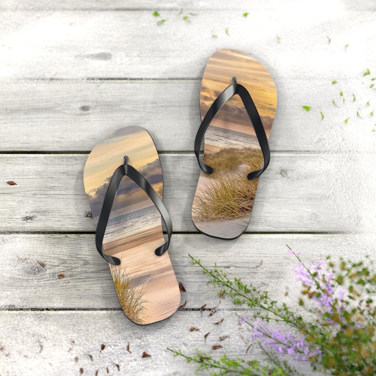 Beach Sunset Flip Flops, Sandals Slides, Summer Footwear, Brand New