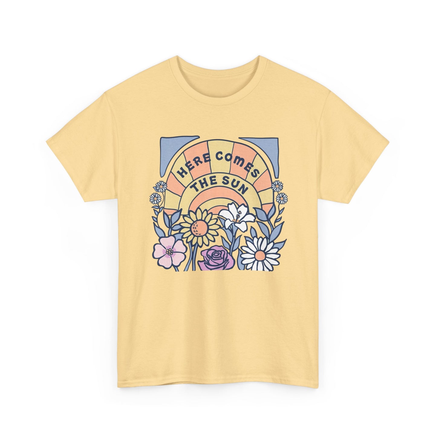 Here Comes The Sun Graphic T Shirt NEW Adult Unisex Heavy Cotton Tee