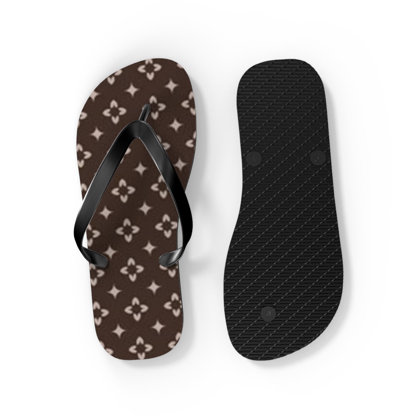 Brown And White Monogram Flip Flops, Sandals Slides, Summer Footwear, Brand New