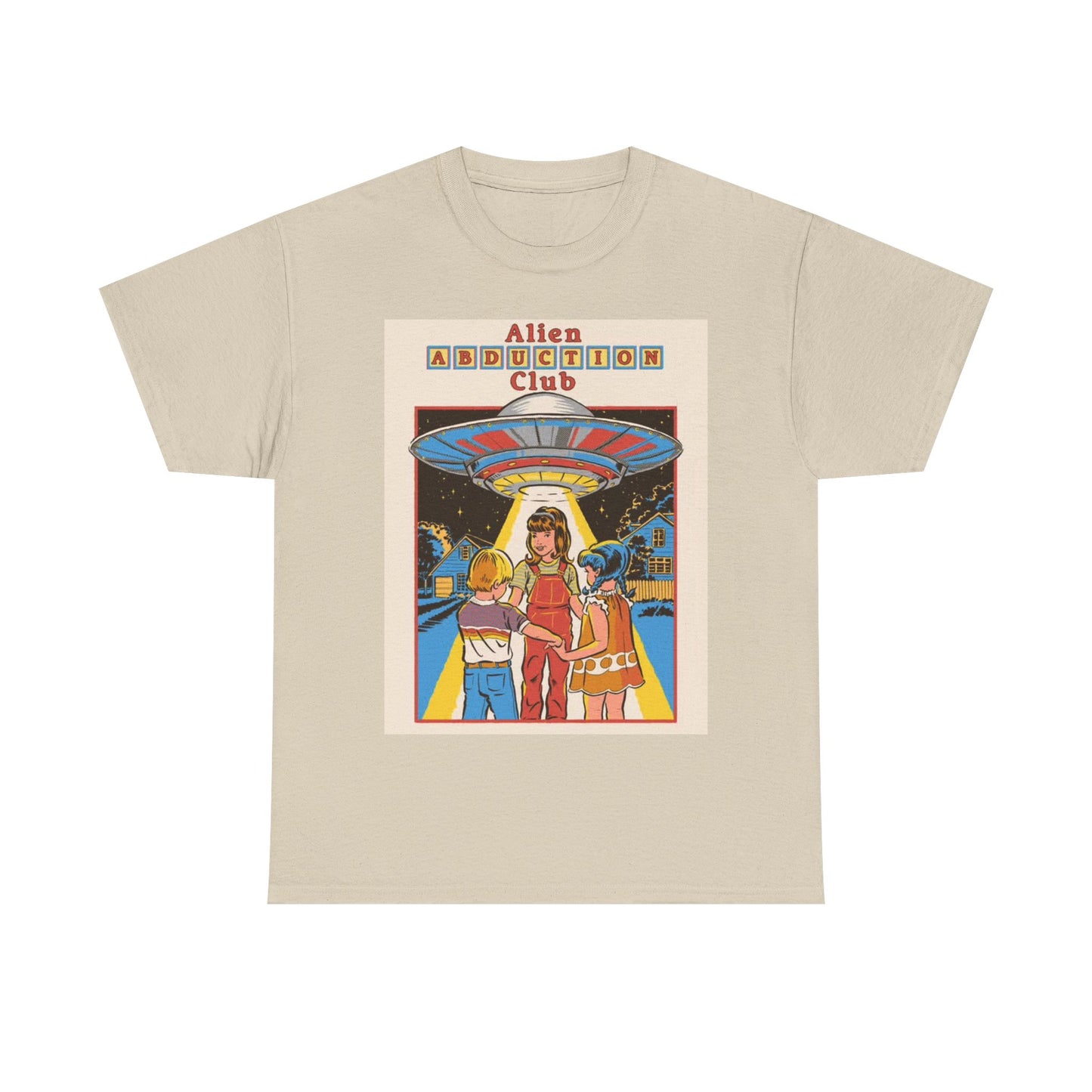 Alien Abduction Tshirt Funny 80s Retro Graphic Unisex Heavy Cotton Tee