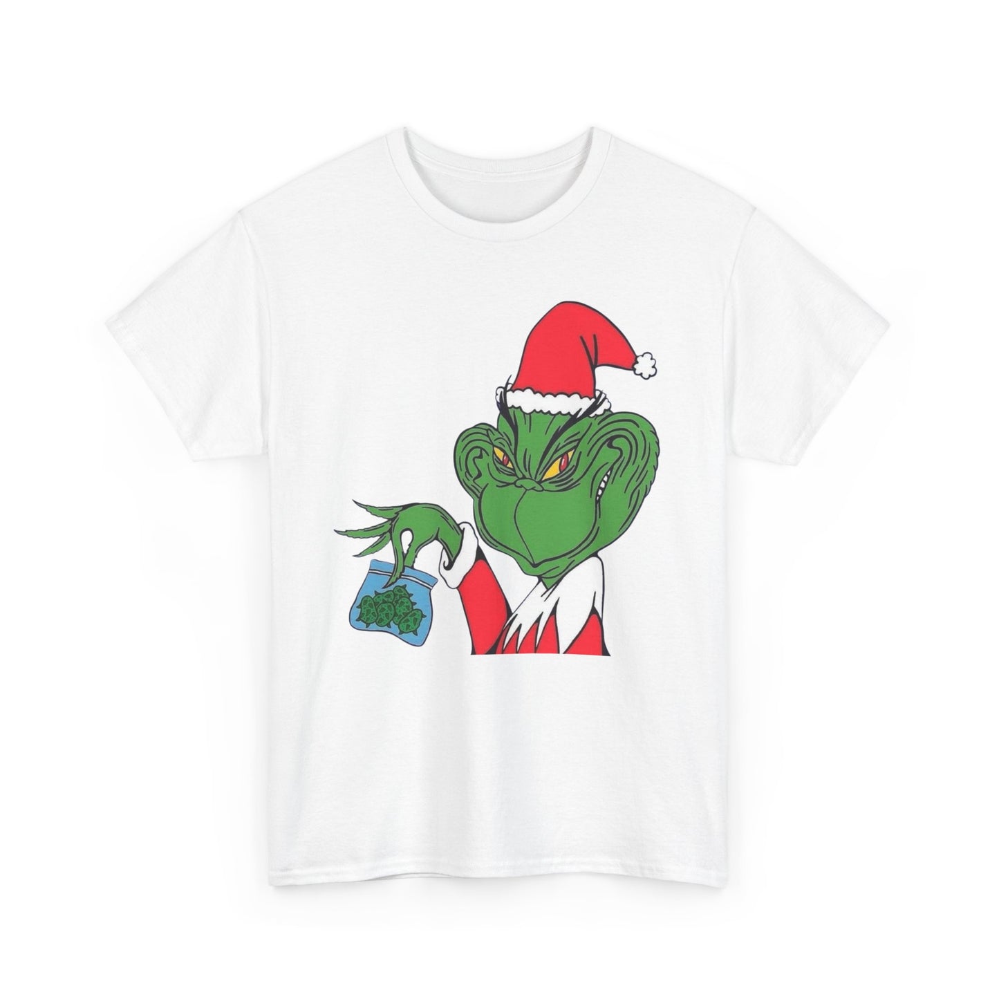 Christmas Grinch Weed Funny Graphic T Shirt NEW ADULT TEE VINTAGE