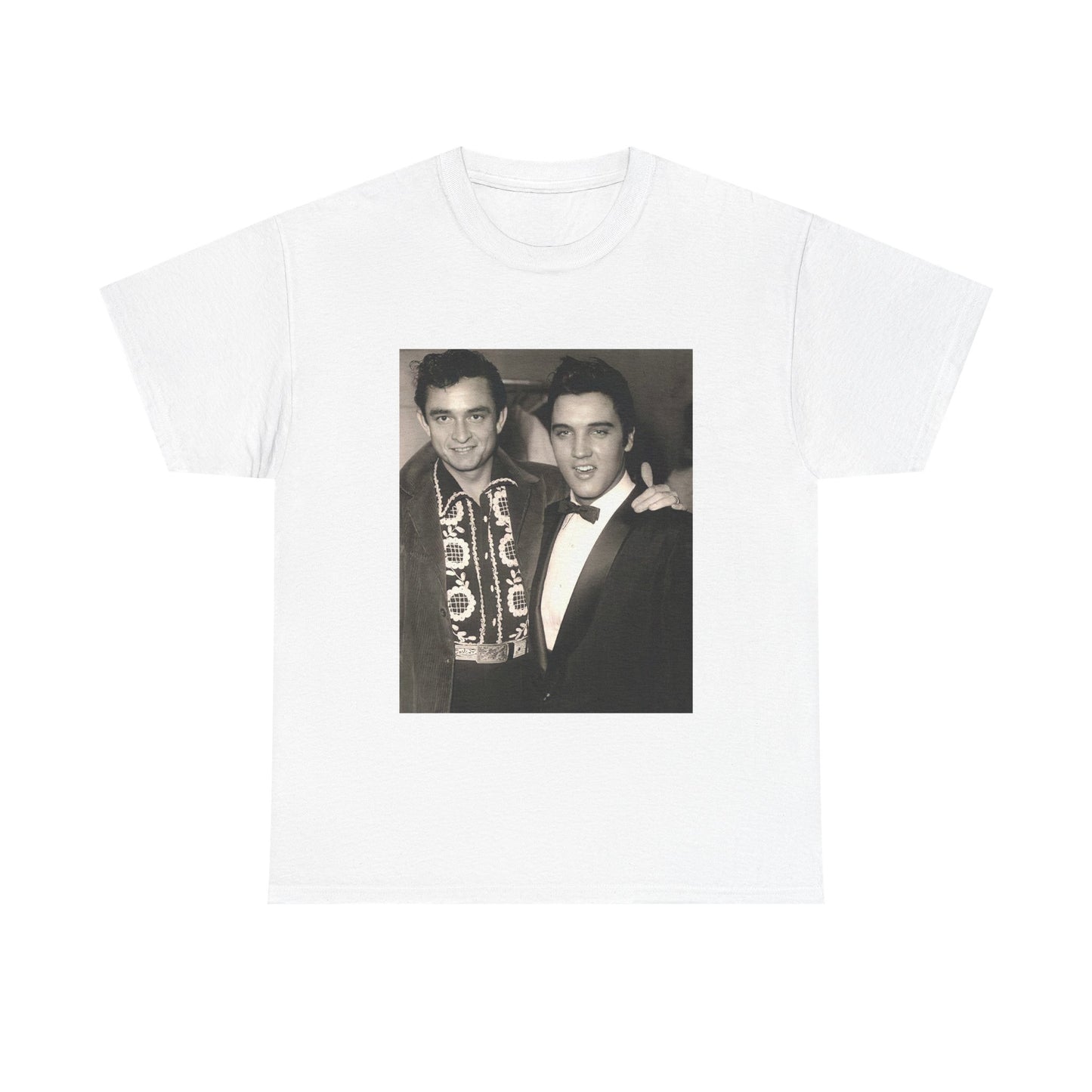 Elvis And Johnny cash shirt vintage graphic art black and white Heavy Cotton