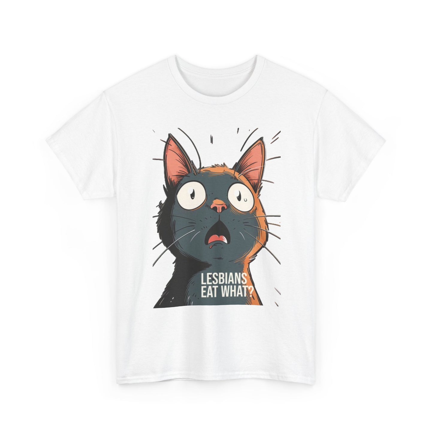 Funny Cat Lesbian Jokes Humor Graphic T Shirt NEW Unisex Heavy Cotton Tee