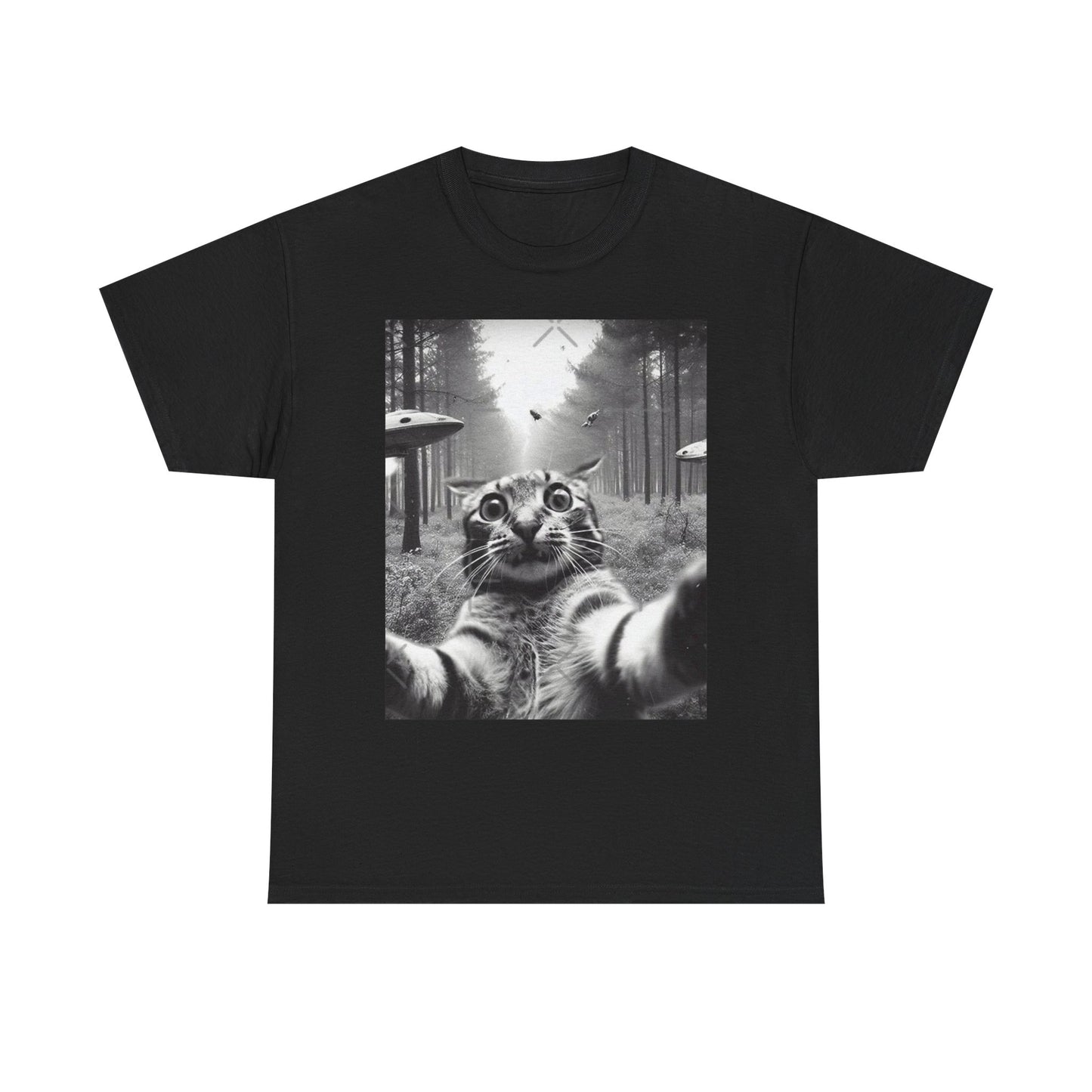 Funny Cat Alien Selfie Graphic T Shirt NEW Cotton Tee Gift