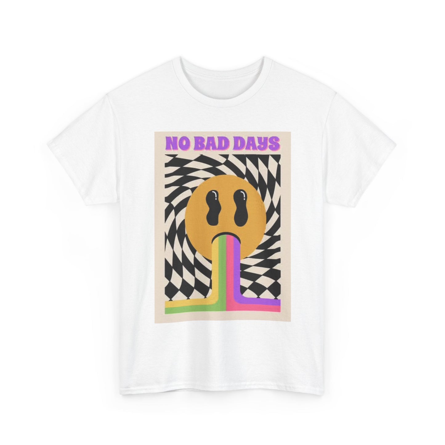 No Bad Days T Shirt Neon Trippy Poster Graphic Unisex Heavy Cotton Tee