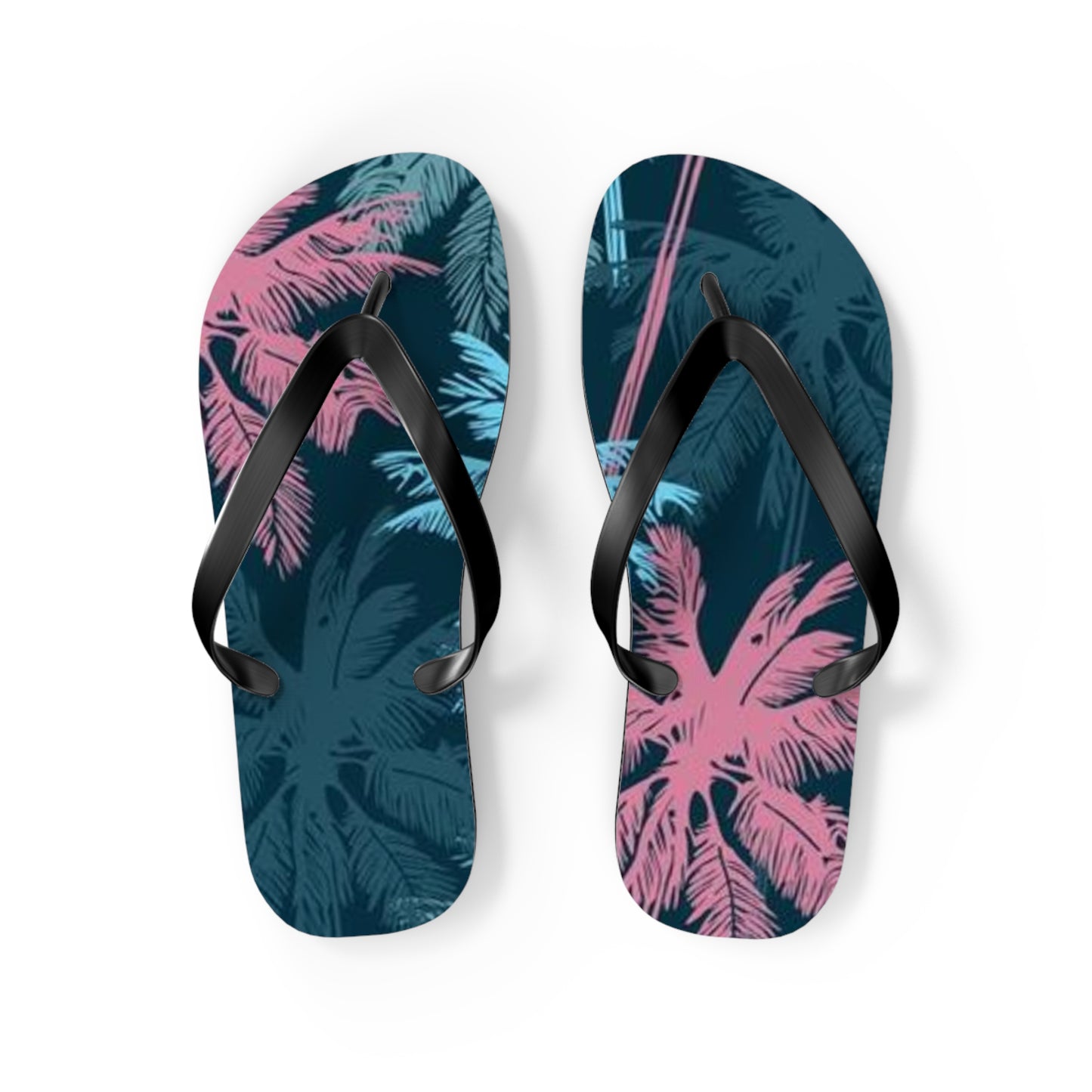 Pink And Blue Palm Trees Sandals Summer Flip Flops Slides BRAND NEW