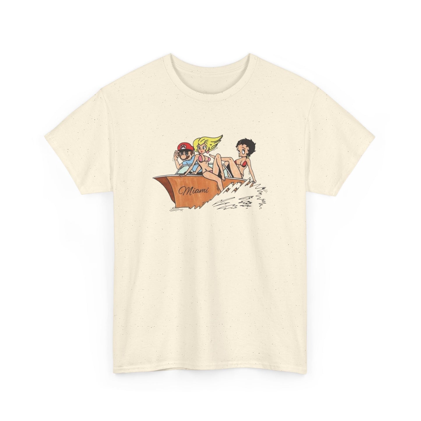 Miami Cartoons Funny Vintage Graphic T-Shirt Comfy Cotton Tee Brand NEW