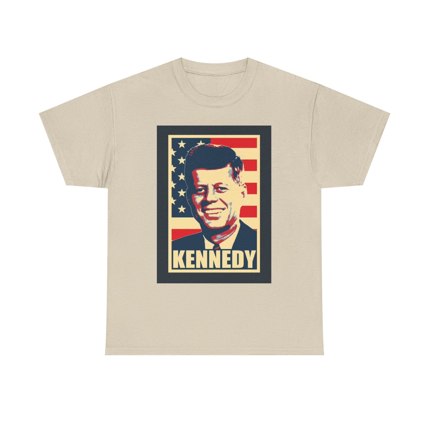 JFK Tshirt John F Kennedy American Flag President Unisex Heavy Cotton Tee