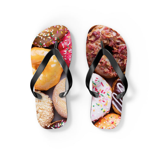 Donuts Funny Summer Sandals, Beach Shoes, Vacation Flip Flops, Pool Slides