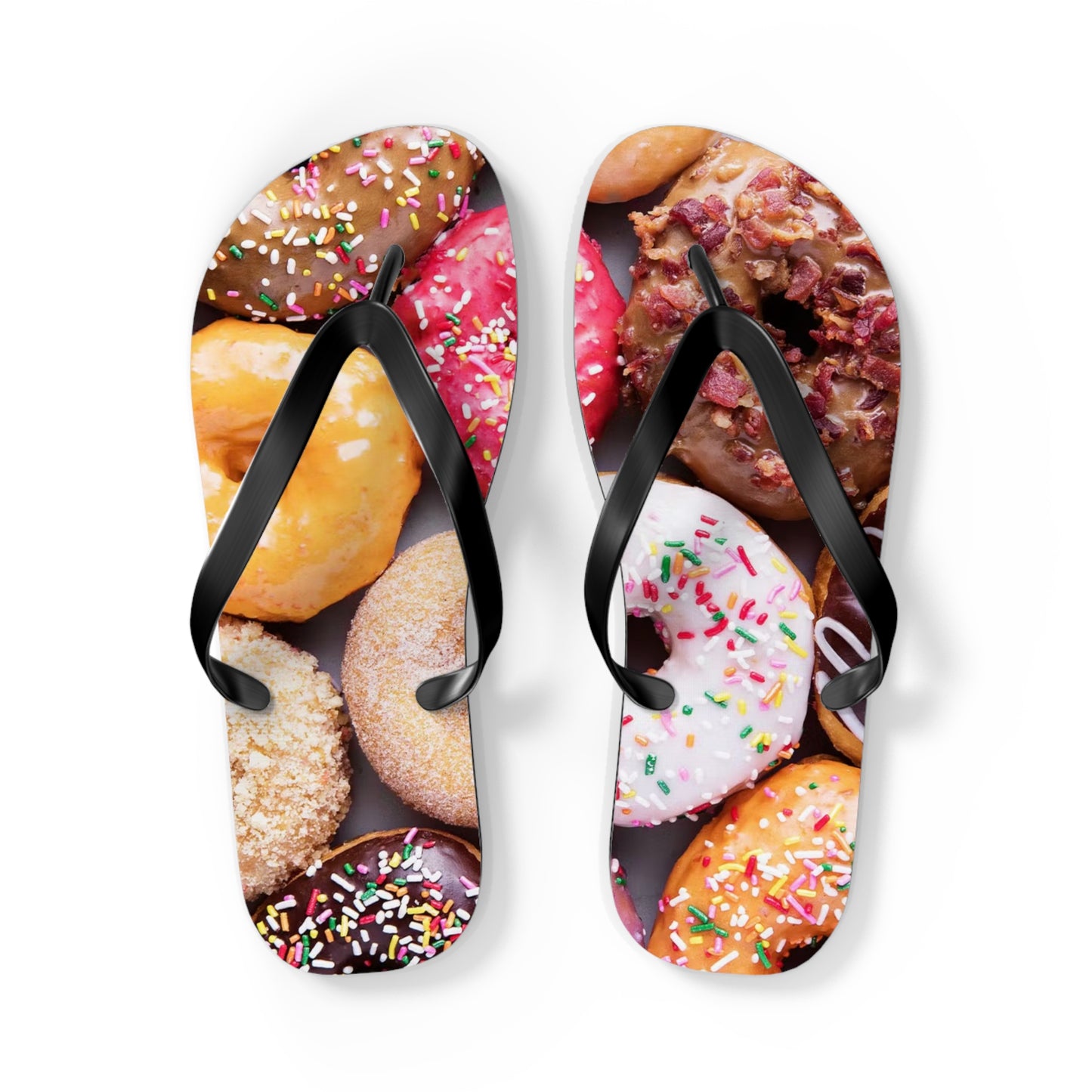 Donuts Funny Summer Sandals, Beach Shoes, Vacation Flip Flops, Pool Slides