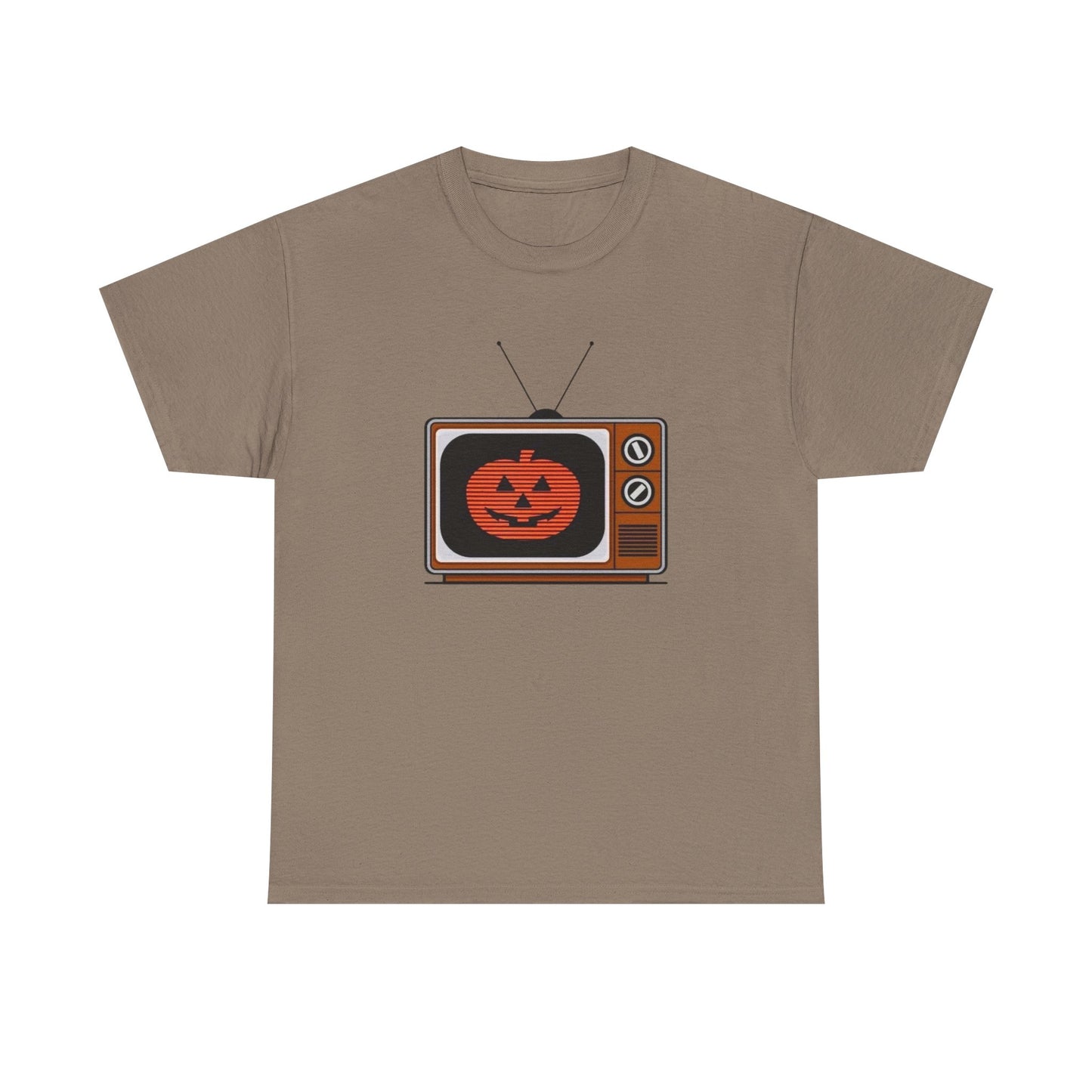 Halloween Pumpkin Tv Retro Graphic T Shirt Unisex Heavy Cotton Tee