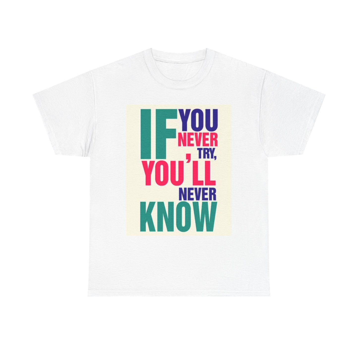 If You Never Try Graphic T Shirt Motivation Unisex Heavy Cotton Tee