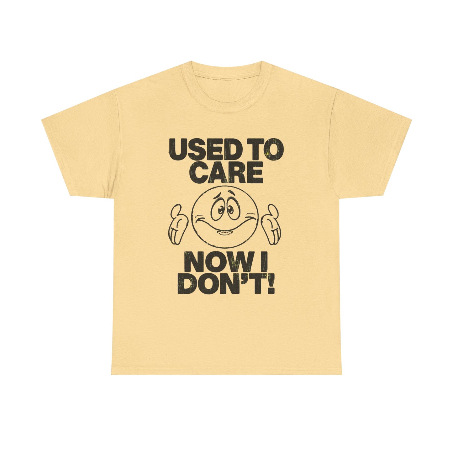 Used To Care Now I Don't Graphic T Shirt Men's Heavy Cotton Tee Funny Retro