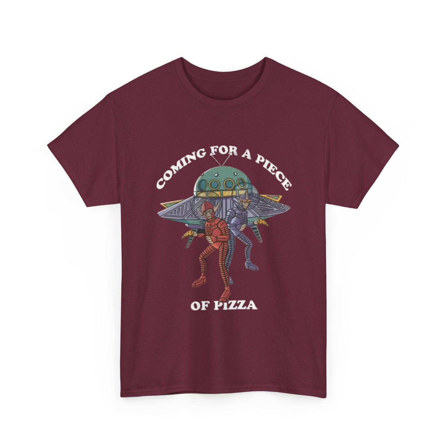 Alien Pizza Run Shirt Funny New York Gift Space Ship Unisex Heavy Cotton Tee
