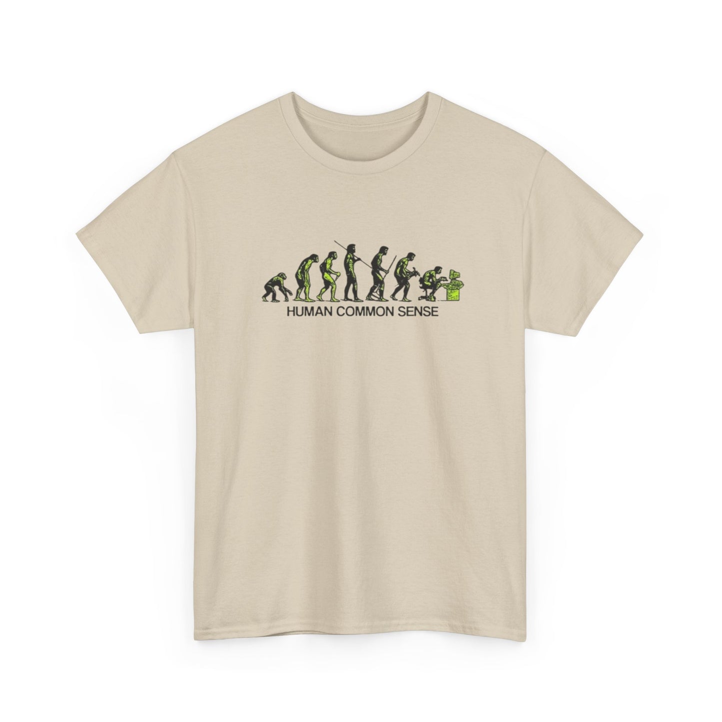 Human Common Sense Evolution Graphic T Shirt Unisex Heavy Cotton Tee Gift New