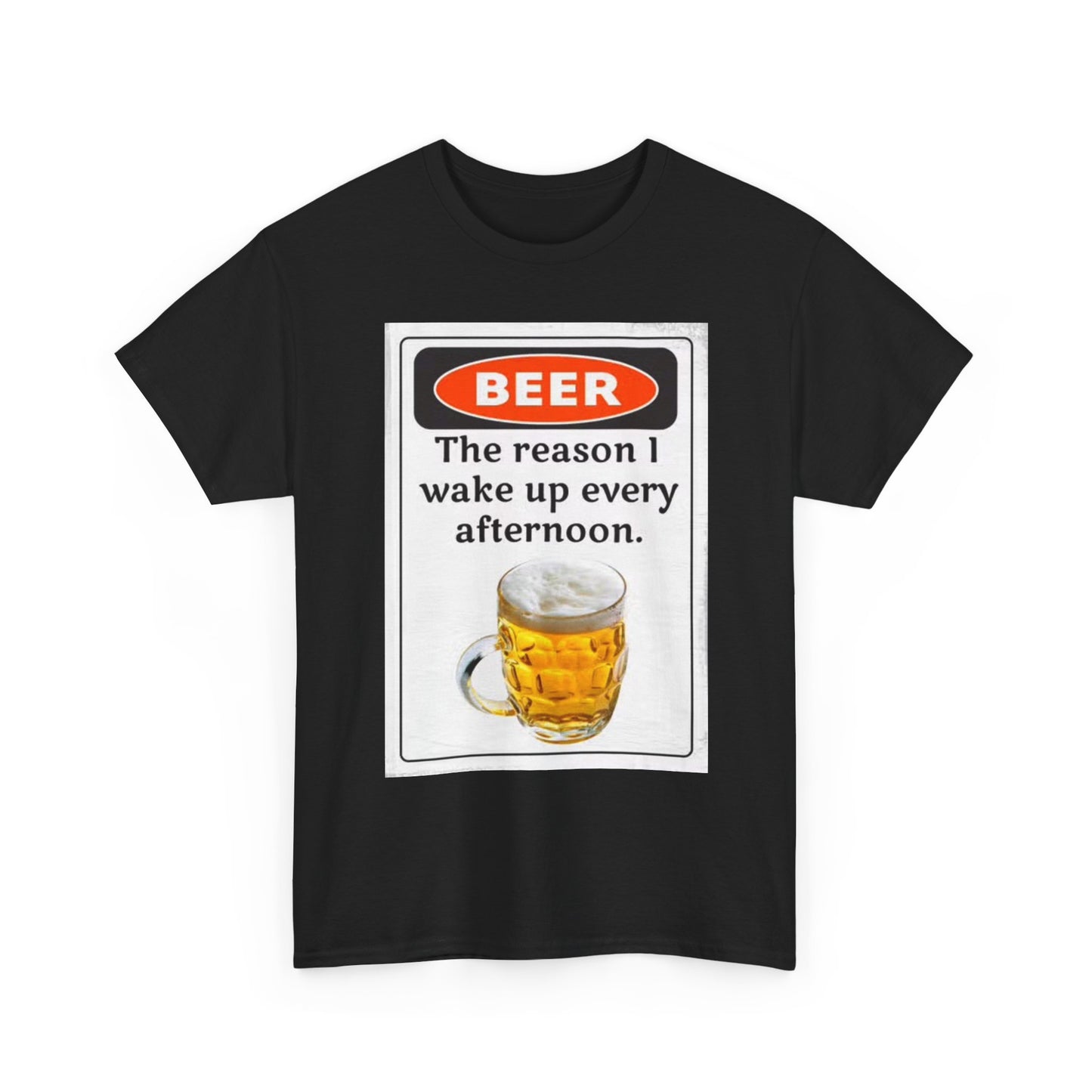 Beer The Reason I Wake Up Graphic T Shirt Funny Retro Gift Unisex Heavy Cotton