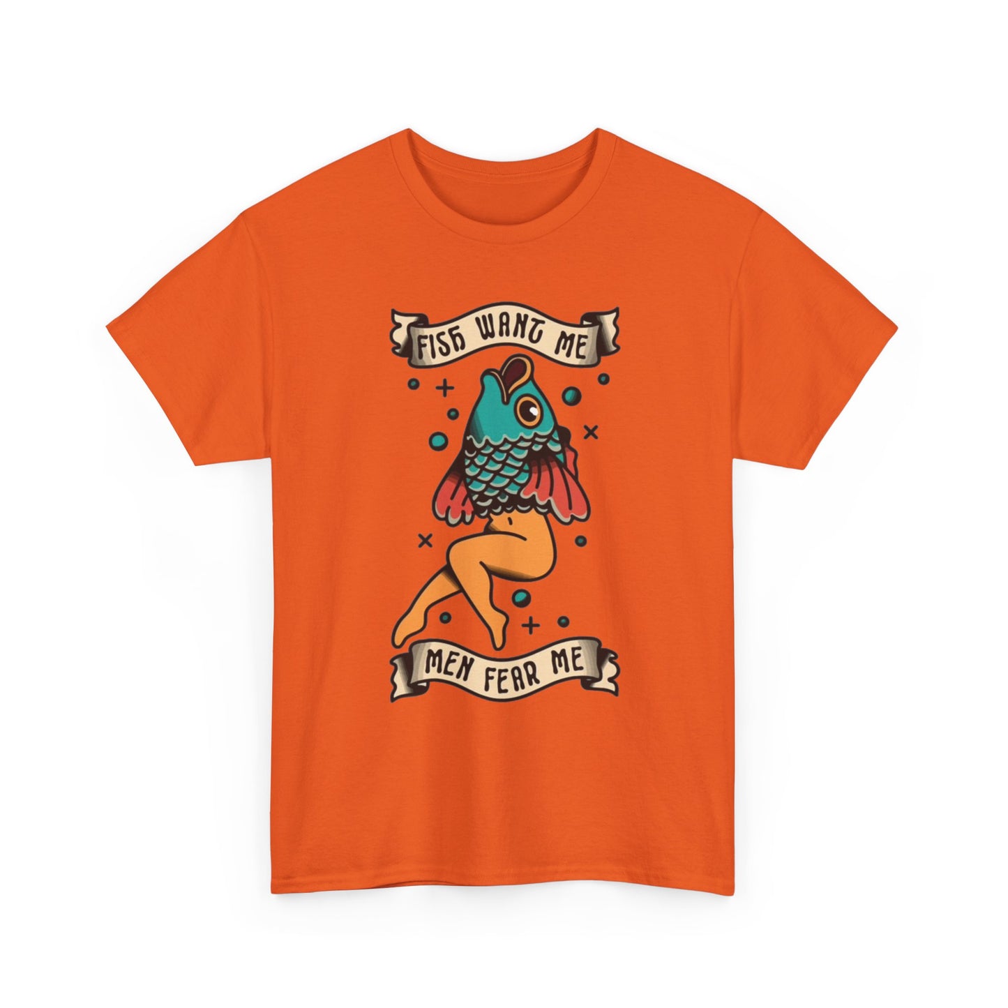 Sailor Jerry Fish T Shirt Funny Fear Tattoo Art Graphic Unisex Heavy Cotton Tee