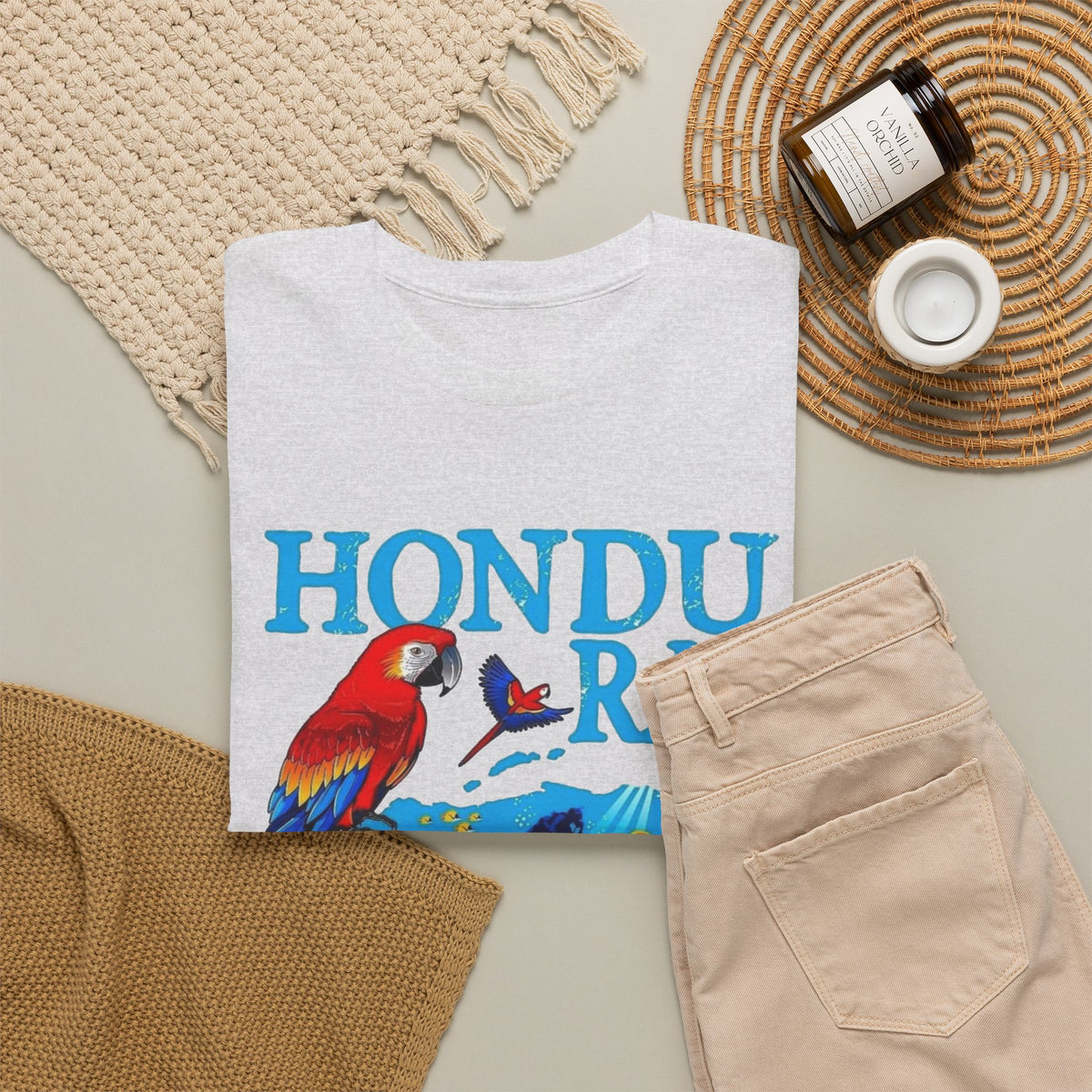 Honduras Graphic T Shirt Men's Retro Tropical Birds Heavy Cotton Tee