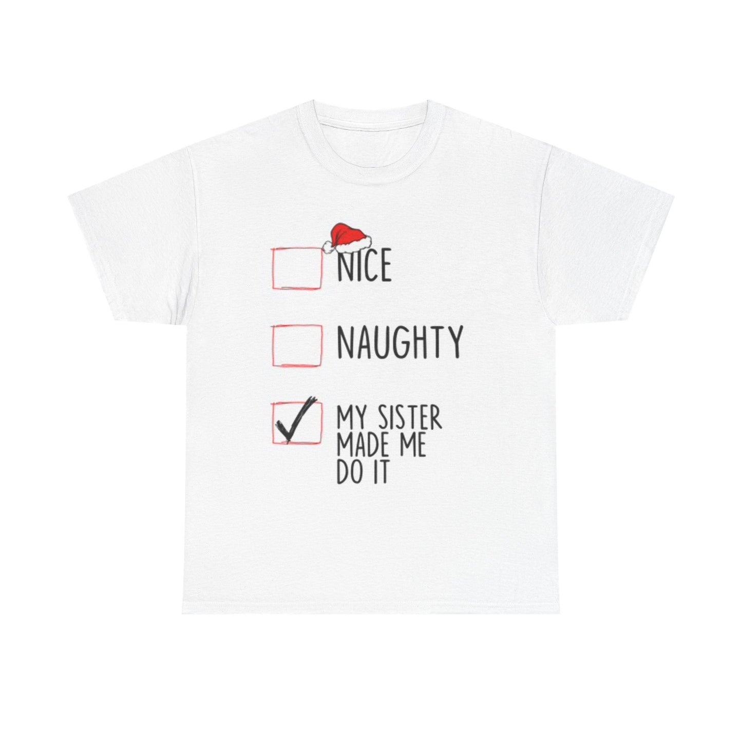 Naughty Nice Graphic T Shirt Funny Christmas Gift Unisex Heavy Cotton Tee