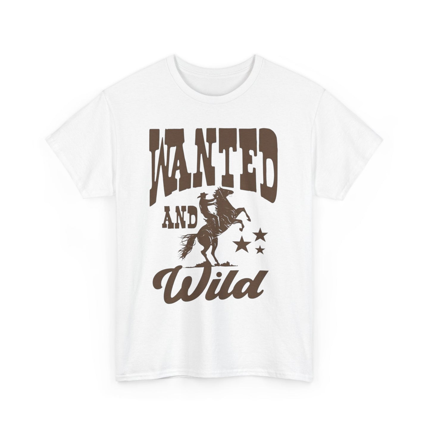 Wanted And Wild Cowboy Graphic T Shirt ALL SIZES Tee Unisex Heavy Cotton