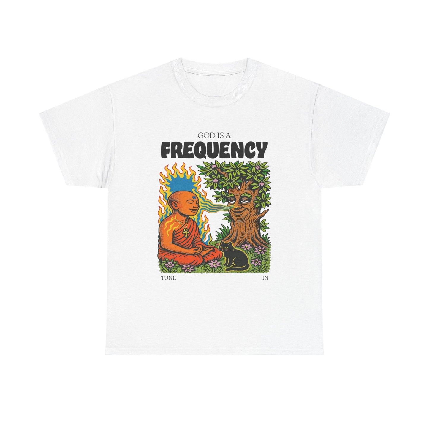 God Is A Frequency Graphic T-Shirt Unisex Heavy Cotton Tee Gift