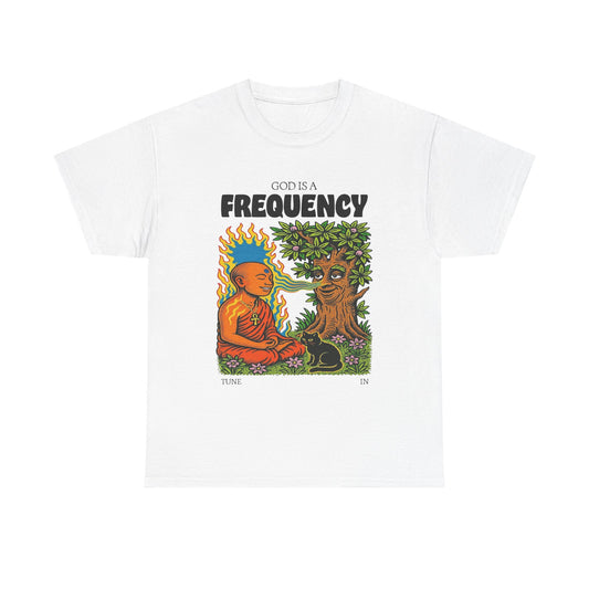 God Is A Frequency Graphic T-Shirt Unisex Heavy Cotton Tee Gift