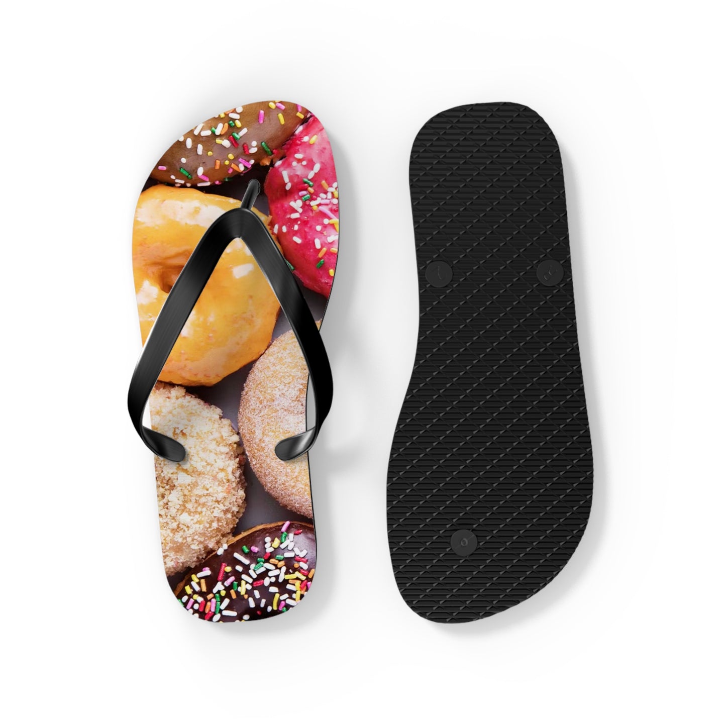 Donuts Funny Summer Sandals, Beach Shoes, Vacation Flip Flops, Pool Slides