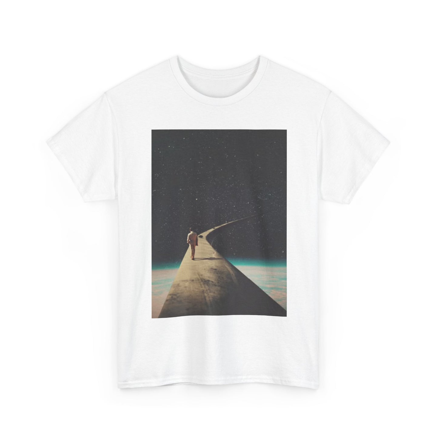 Man Walking To the Moon Tshirt Space Walk Art Trippy Unisex Heavy Cotton Tee