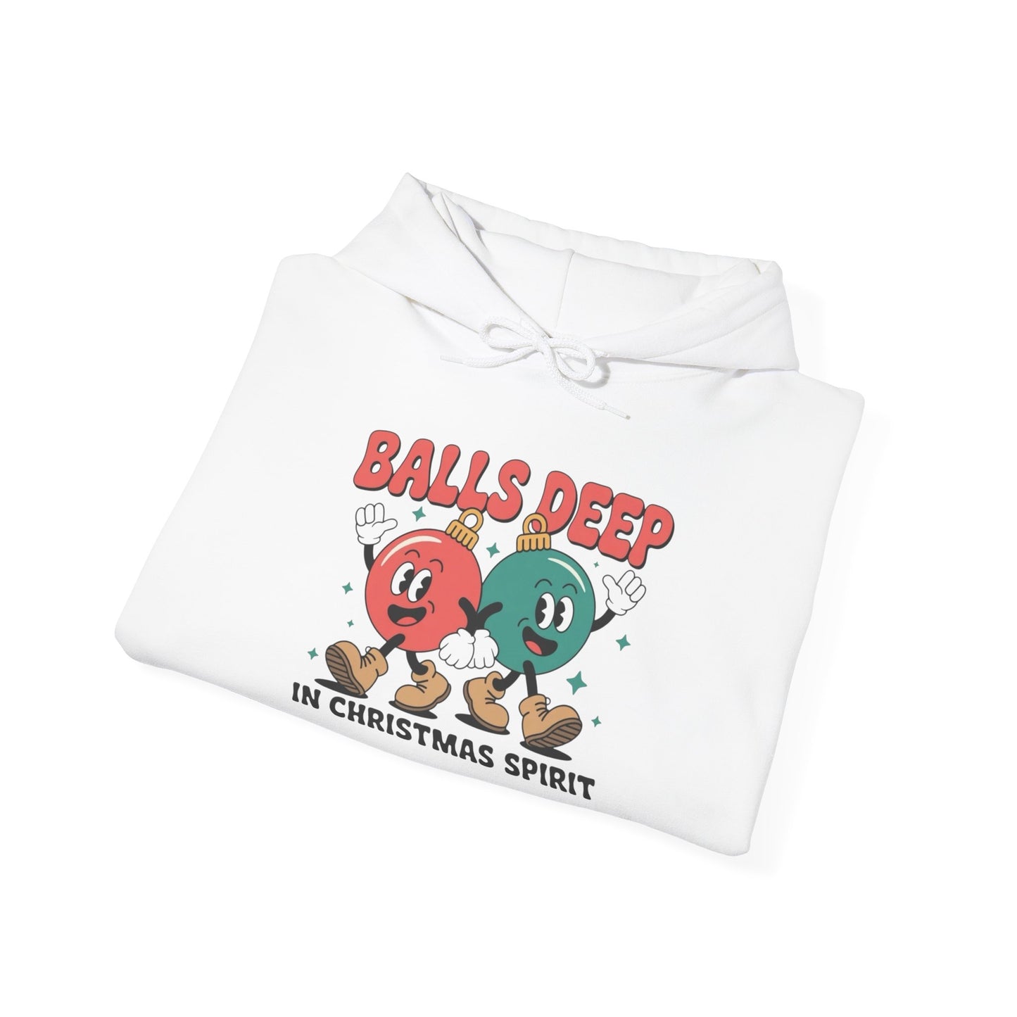 Balls Deep In Christmas Spirit Graphic Hoodie Heavy Blend™ Hooded Sweatshirt