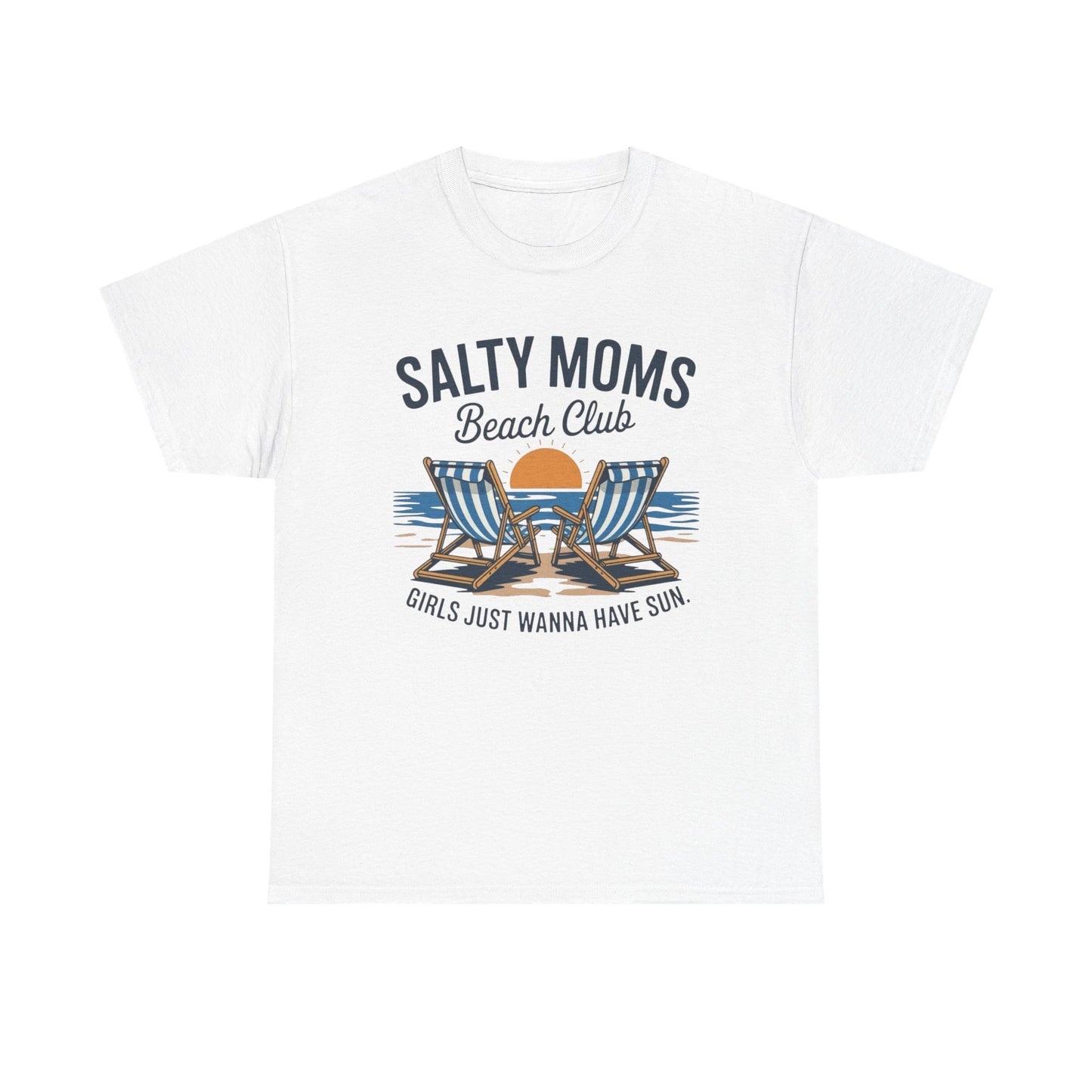 Salty Moms Beach Club Graphic T Shirt ALL SIZES Tee Unisex Heavy Cotton