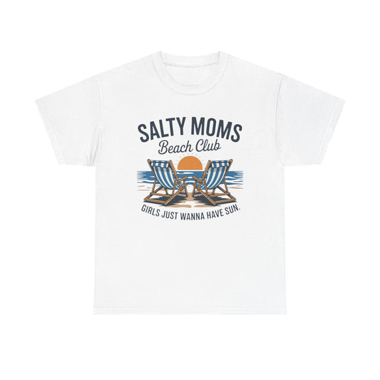 Salty Moms Beach Club Graphic T Shirt ALL SIZES Tee Unisex Heavy Cotton