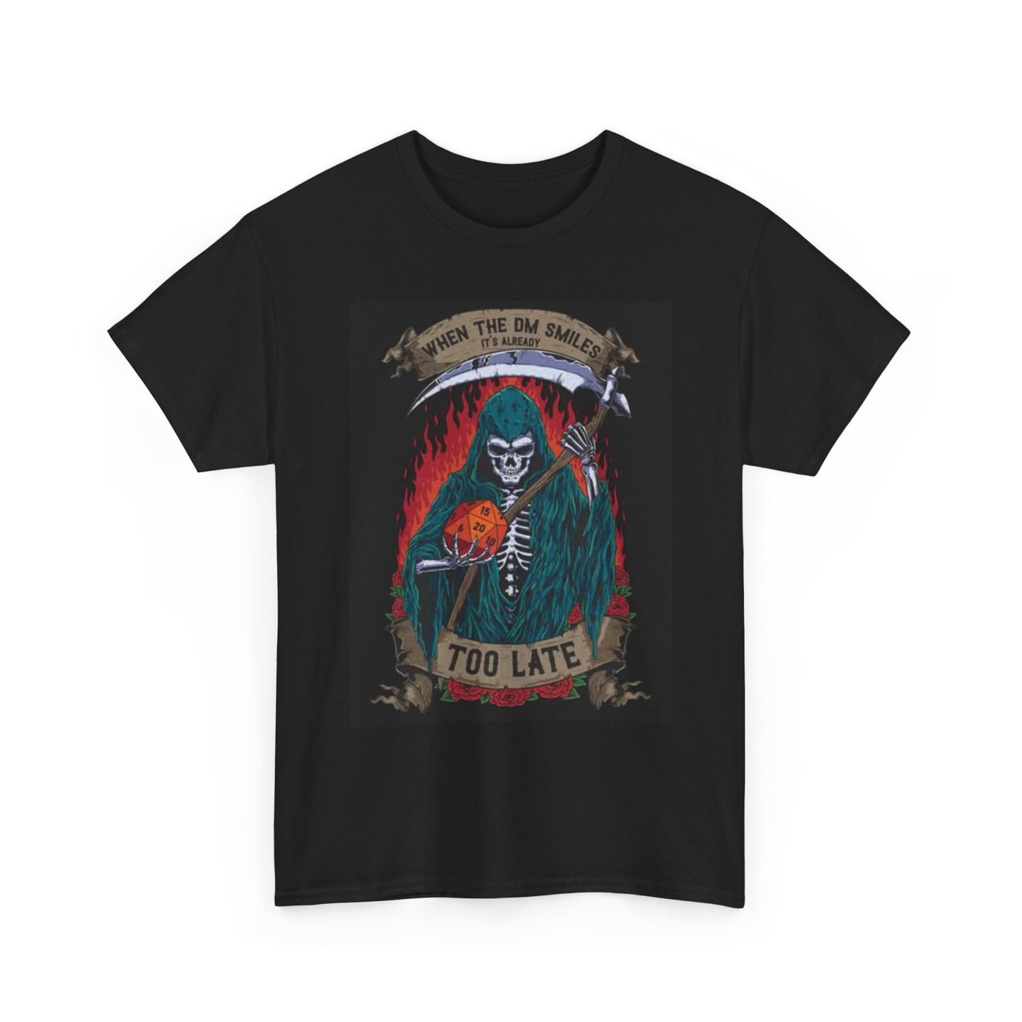 When The DM Smiles Funny Graphic T Shirt Grim Reaper Unisex Heavy Cotton Tee