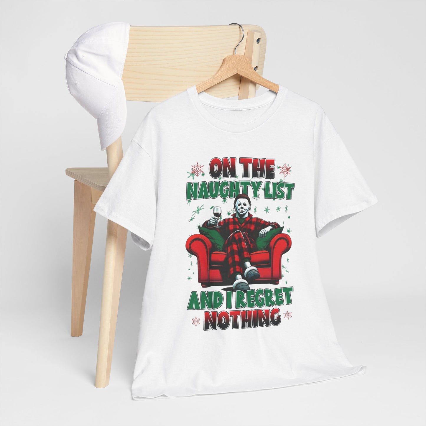 On The Naughty List Funny Christmas Graphic T Shirt NEW ADULT Tee