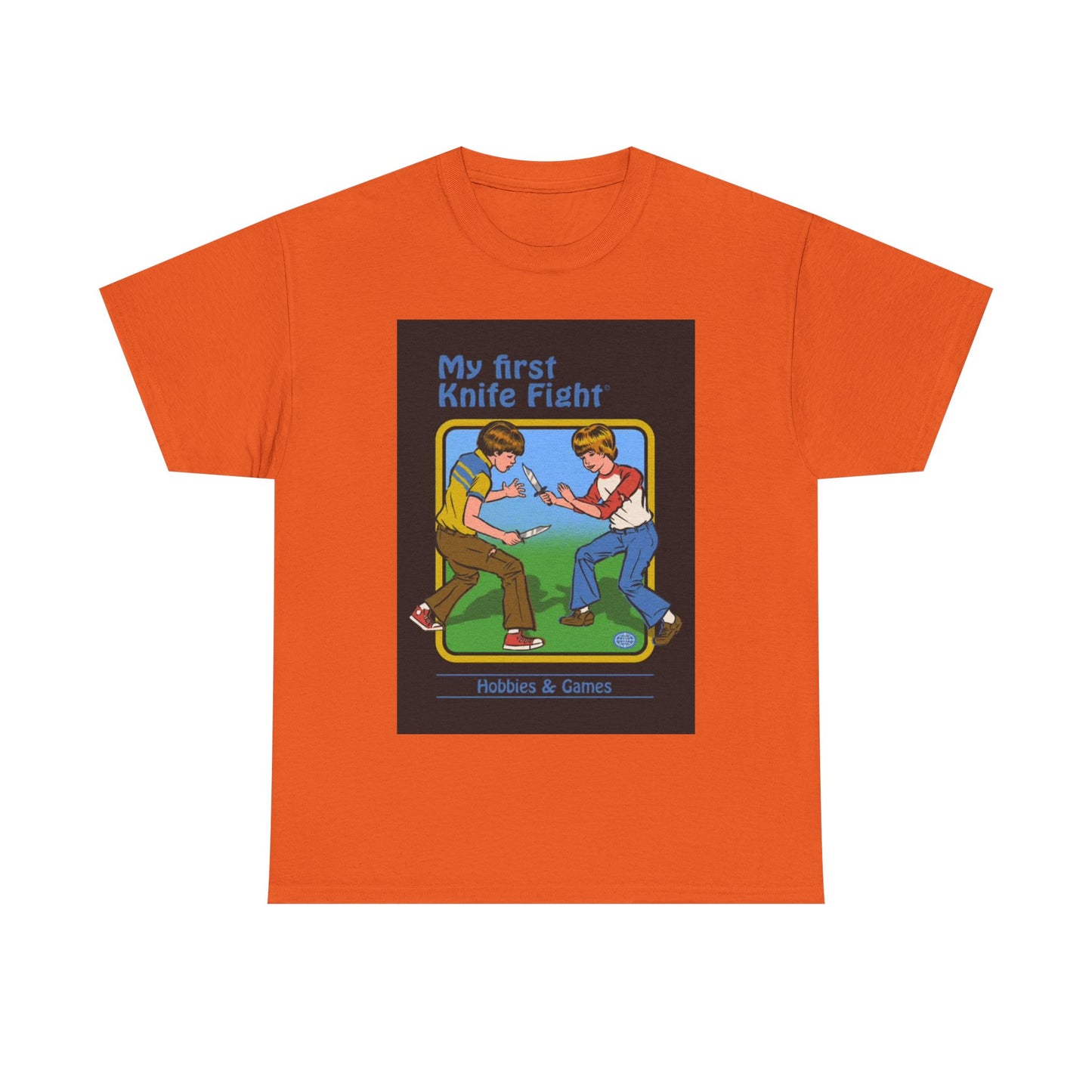 My First Knife Fight Tshirt Funny Kids Poster Retro 70s Unisex Heavy Cotton Tee