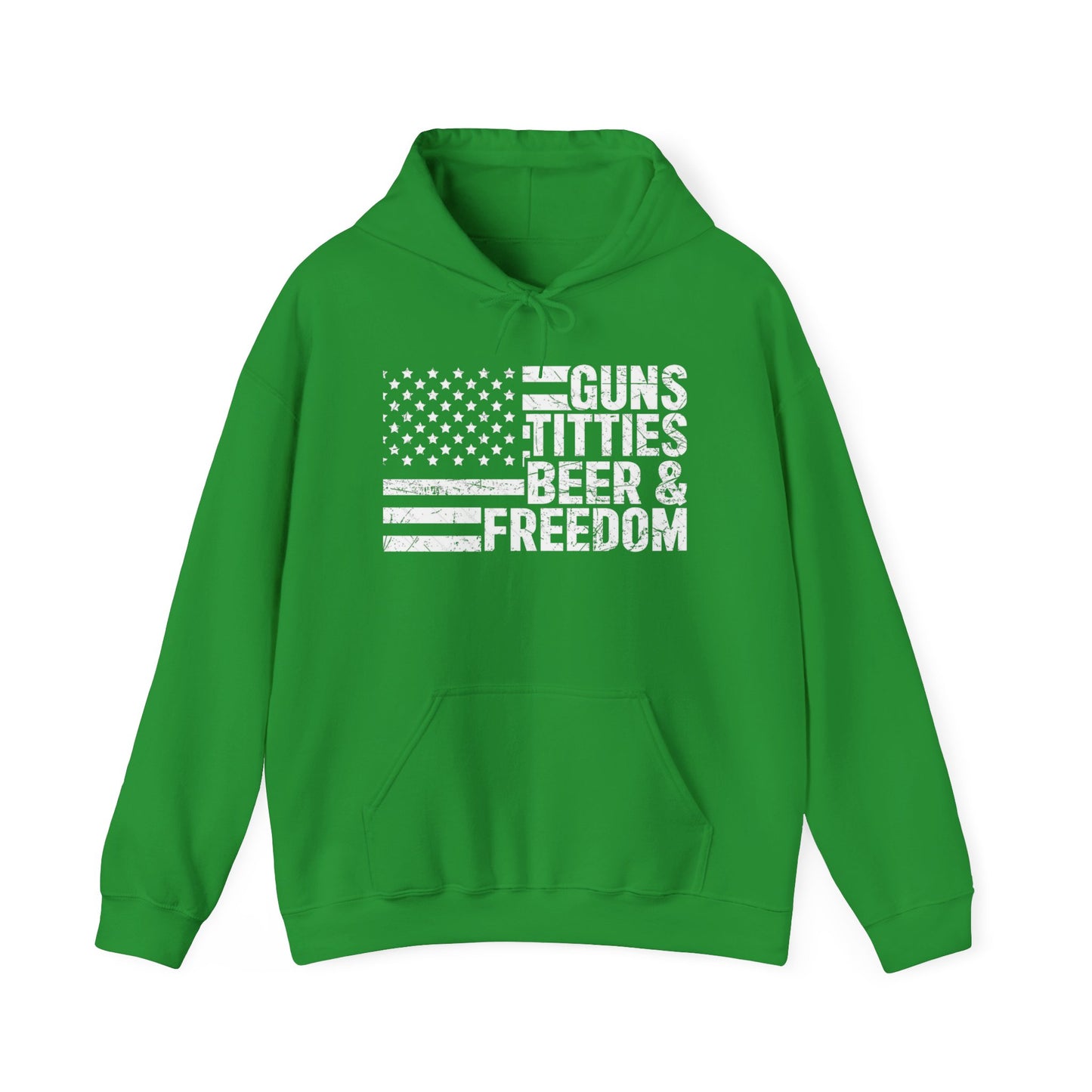 Guns Beer Freedom Women Flag Graphic Hoodie Heavy Blend Sweatshirt NEW