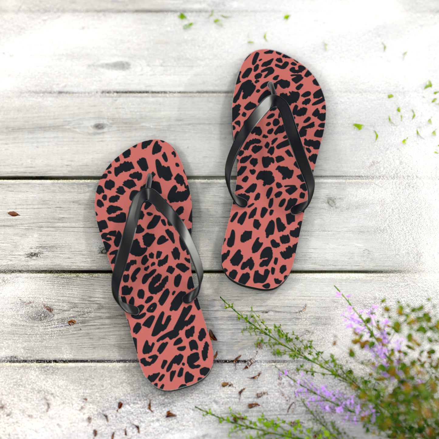 Pink Animal Beach Sandals, Slides for Summer, Flip Flops, Water Resistant