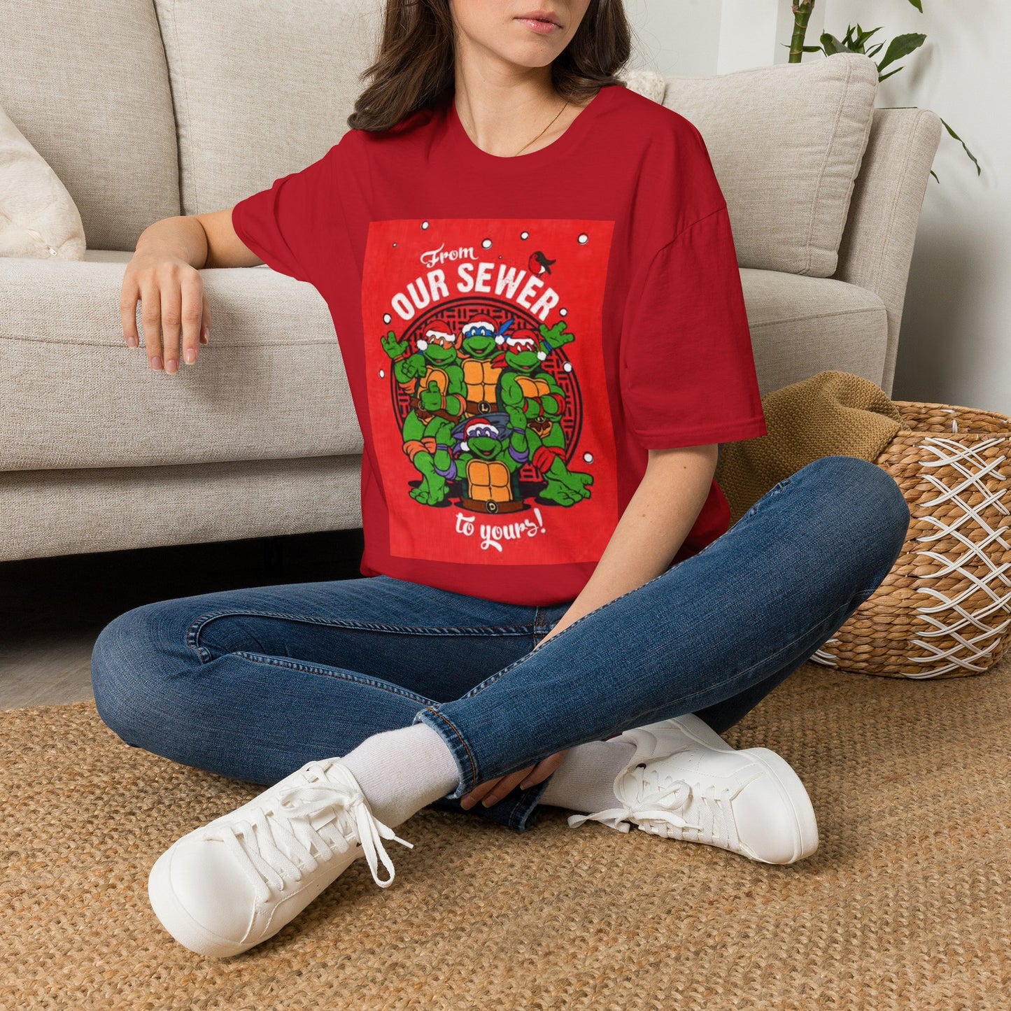 Christmas Turtles Graphic T Shirt Funny Retro Holidays Unisex Softstyle T-Shirt
