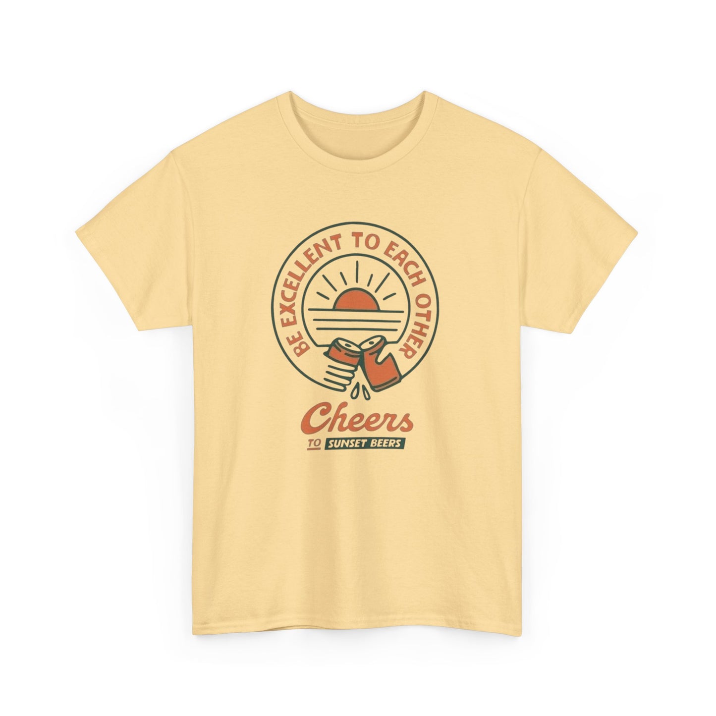 Cheers To Sunset Beers Graphic T Shirt ADULT NEW